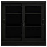 Steel Sliding Door Cabinet Black 35.4x15.7x35.4
